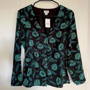 NWT J. Crew Factory satin floral button-front blouse